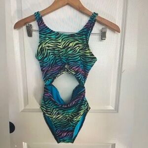 Zebra colorful one piece swimsuit